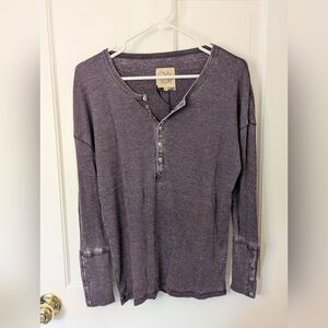 NWT CHASER Vintage Violet Ribbed Long Sleeve Henley Size Medium